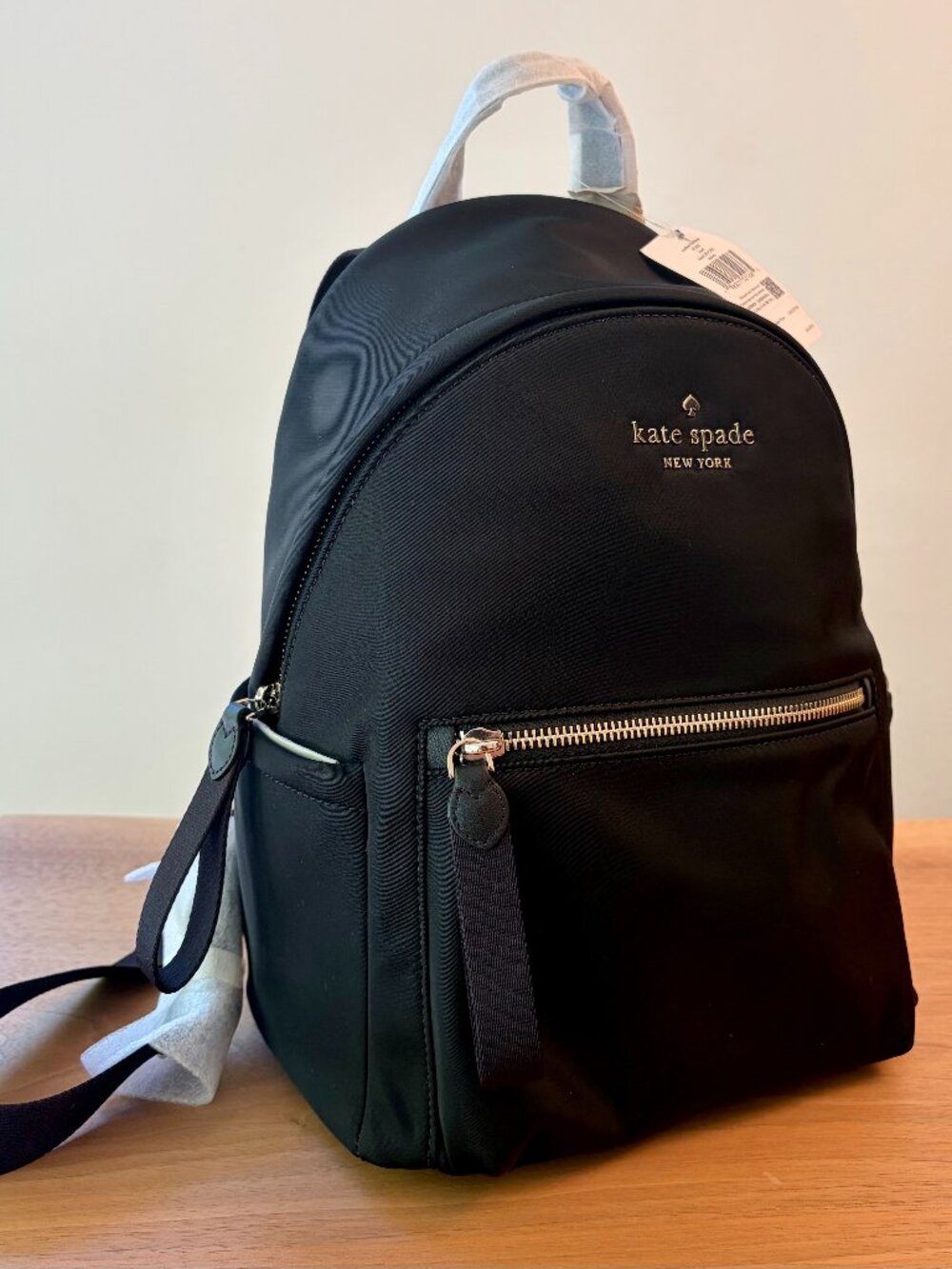 NWT Kate Spade Chelsea Medium Backpack Black Nylon KC522 Travel Work Bag